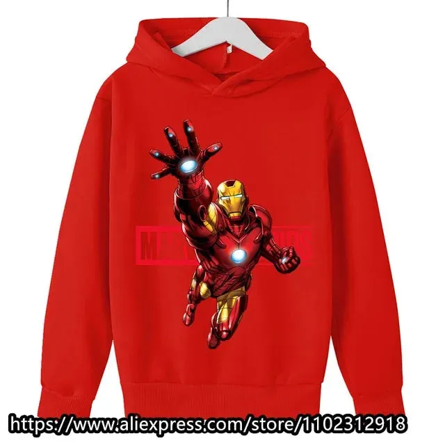 Marvel- Spiderman Hoodies Boys Girls Sweatshirts For Autumn Spring Print Cotton Children's Tops Sweaters Kids Sport Hoodie 2023