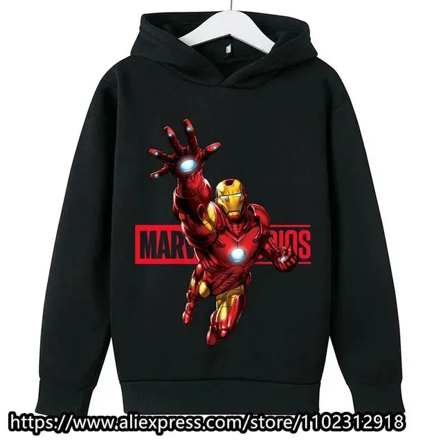 Marvel- Spiderman Hoodies Boys Girls Sweatshirts For Autumn Spring Print Cotton Children's Tops Sweaters Kids Sport Hoodie 2023