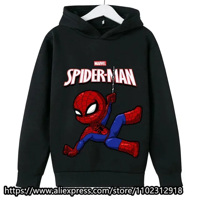 Marvel- Spiderman Hoodies Boys Girls Sweatshirts For Autumn Spring Print Cotton Children's Tops Sweaters Kids Sport Hoodie 2023