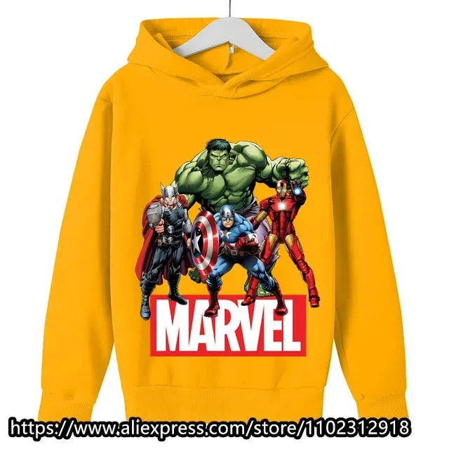 Marvel- Spiderman Hoodies Boys Girls Sweatshirts For Autumn Spring Print Cotton Children's Tops Sweaters Kids Sport Hoodie 2023