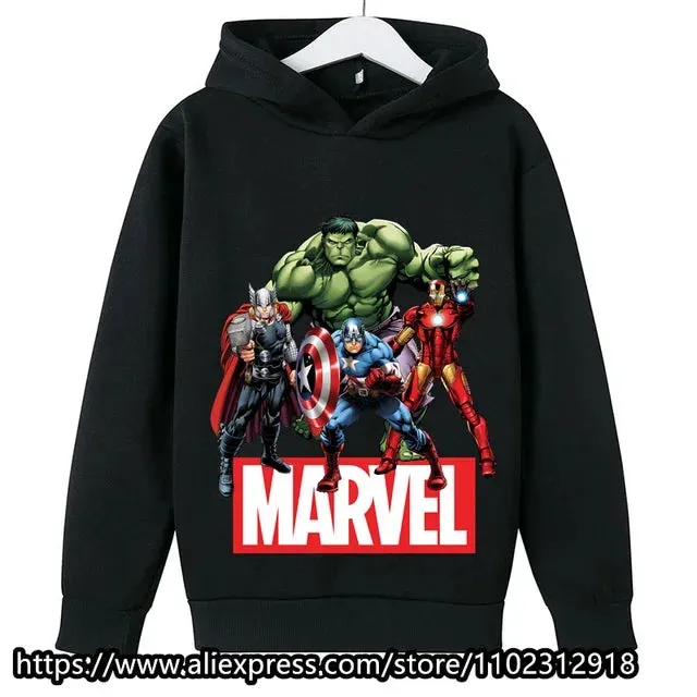 Marvel- Spiderman Hoodies Boys Girls Sweatshirts For Autumn Spring Print Cotton Children's Tops Sweaters Kids Sport Hoodie 2023