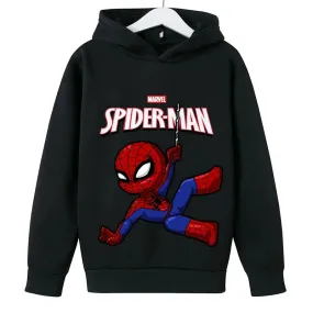 Marvel- Spiderman Hoodies Boys Girls Sweatshirts For Autumn Spring Print Cotton Children's Tops Sweaters Kids Sport Hoodie 2023