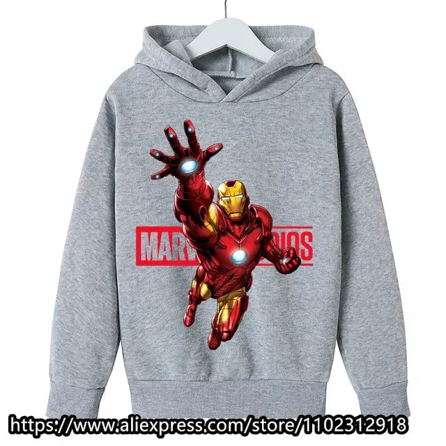 Marvel- Spiderman Hoodies Boys Girls Sweatshirts For Autumn Spring Print Cotton Children's Tops Sweaters Kids Sport Hoodie 2023