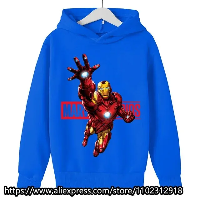 Marvel- Spiderman Hoodies Boys Girls Sweatshirts For Autumn Spring Print Cotton Children's Tops Sweaters Kids Sport Hoodie 2023