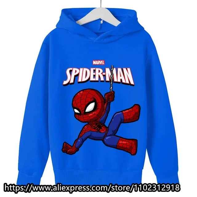 Marvel- Spiderman Hoodies Boys Girls Sweatshirts For Autumn Spring Print Cotton Children's Tops Sweaters Kids Sport Hoodie 2023