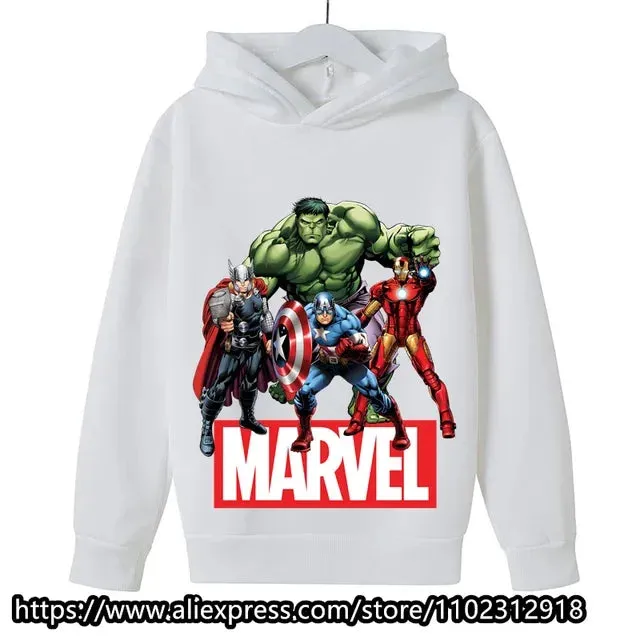 Marvel- Spiderman Hoodies Boys Girls Sweatshirts For Autumn Spring Print Cotton Children's Tops Sweaters Kids Sport Hoodie 2023