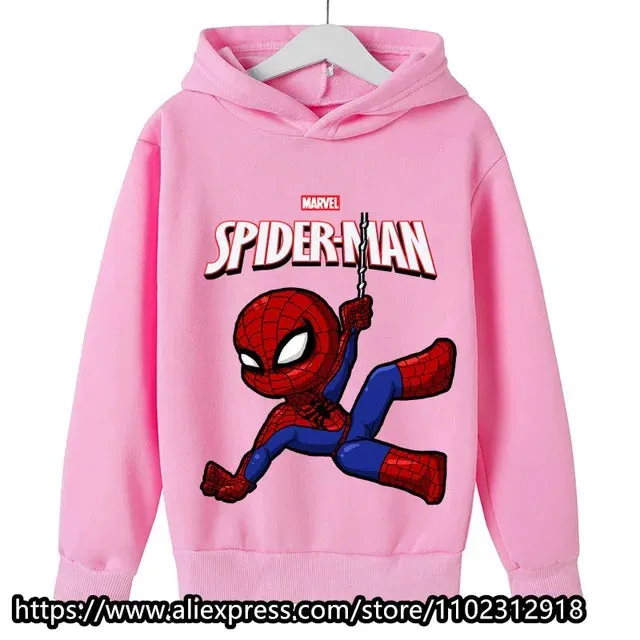 Marvel- Spiderman Hoodies Boys Girls Sweatshirts For Autumn Spring Print Cotton Children's Tops Sweaters Kids Sport Hoodie 2023