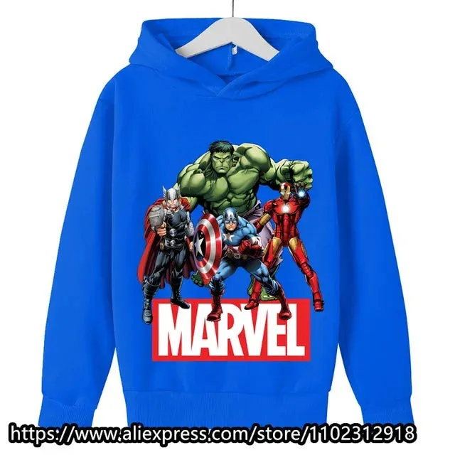 Marvel- Spiderman Hoodies Boys Girls Sweatshirts For Autumn Spring Print Cotton Children's Tops Sweaters Kids Sport Hoodie 2023