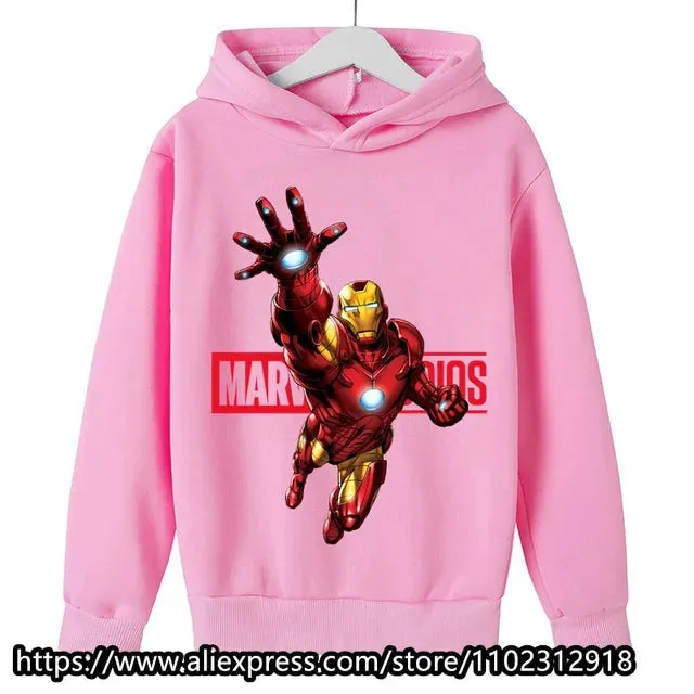 Marvel- Spiderman Hoodies Boys Girls Sweatshirts For Autumn Spring Print Cotton Children's Tops Sweaters Kids Sport Hoodie 2023