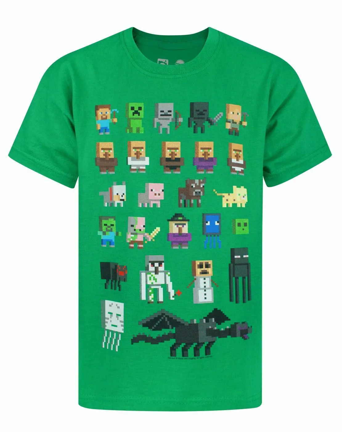 Minecraft Sprites Boys Green Short Sleeved T-Shirt