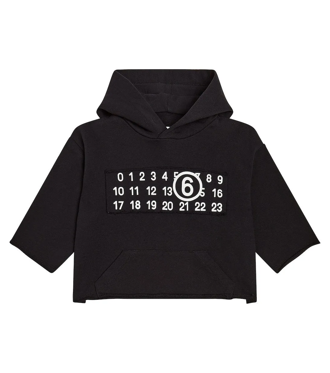 Mm6 Maison Margiela Kids Cotton Jersey Cropped Hoodie, Black