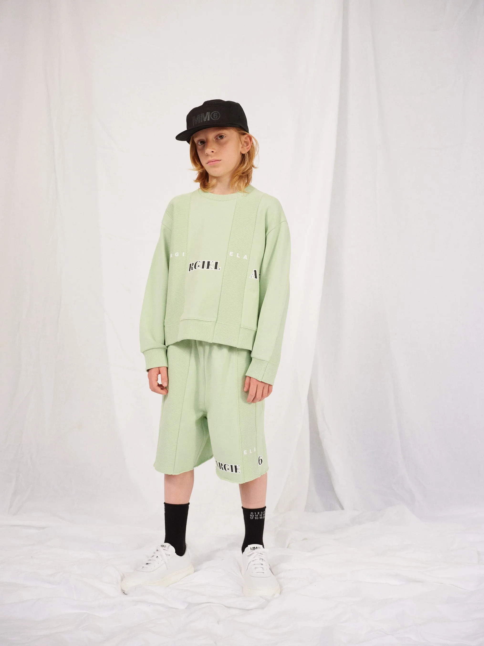 MM6 Maison Margiela Kids Logo Shorts in Green