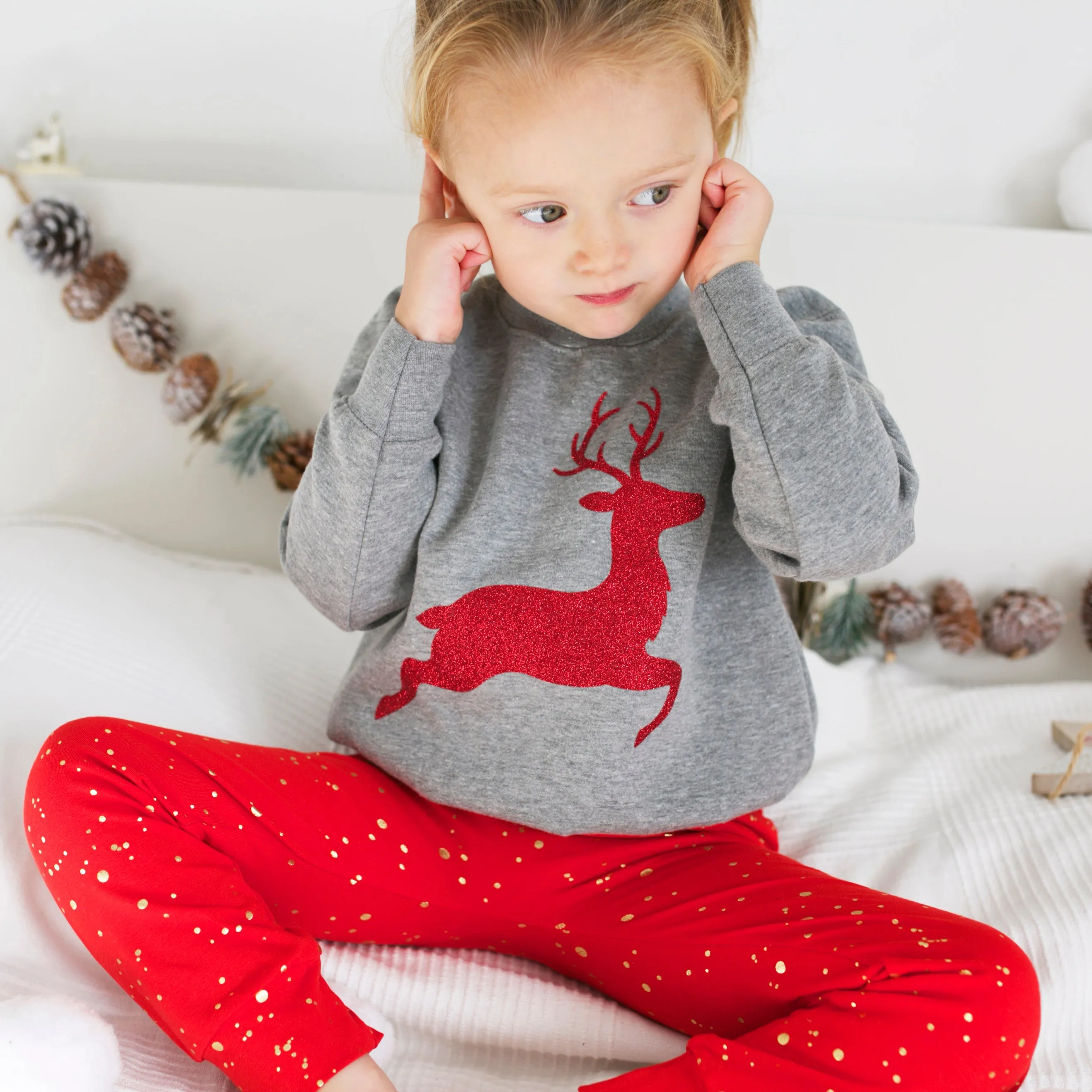 Red & Gold Sparkle Leggings