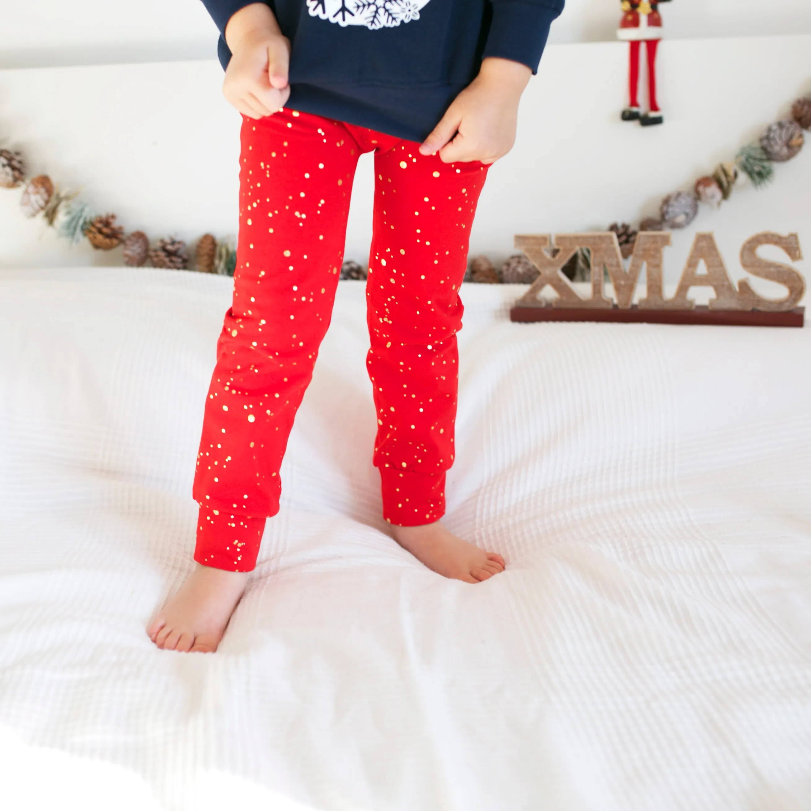 Red & Gold Sparkle Leggings